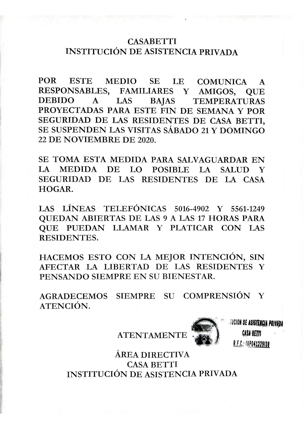 comunicado preventivo
