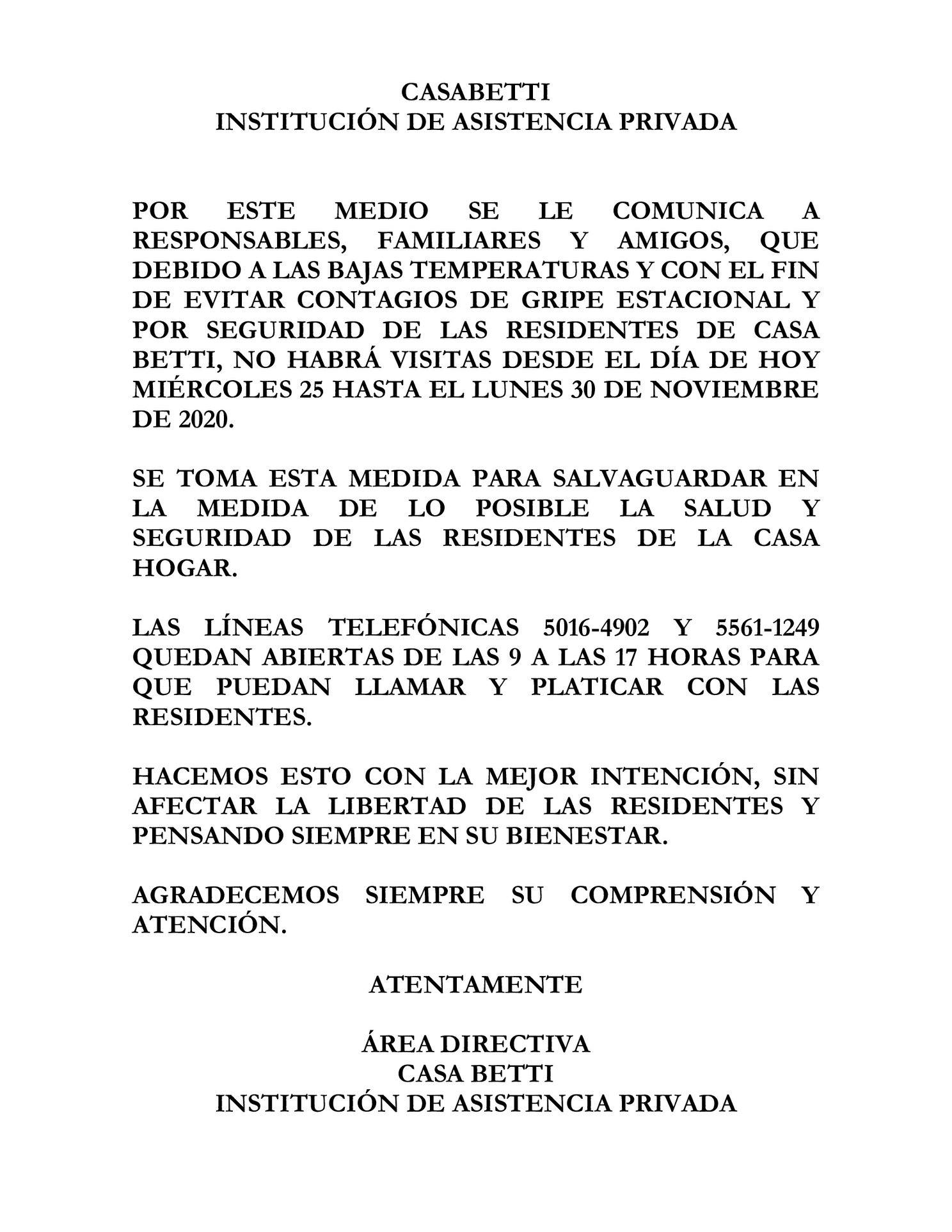 comunicado preventivo